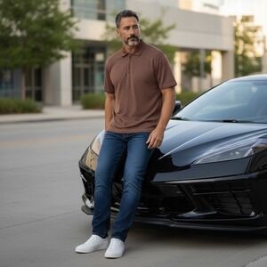 Kilburne and Finch Mens Quarter Zip Polo Shirt Brown Textured Knit Size M 0986